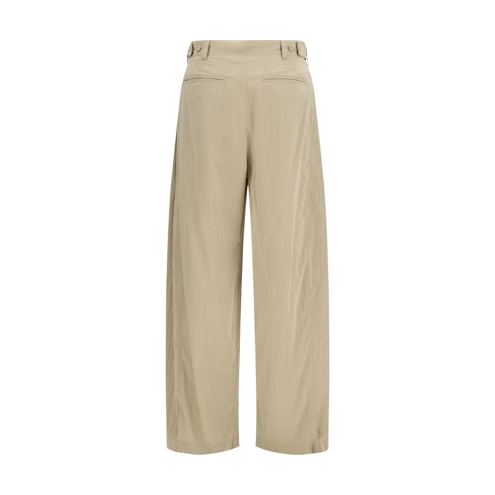Beige Silk Casual Pants