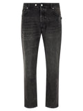 Black Cotton Cropped Jeans