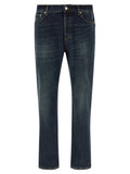 Blue Cotton Straight-Leg Jeans