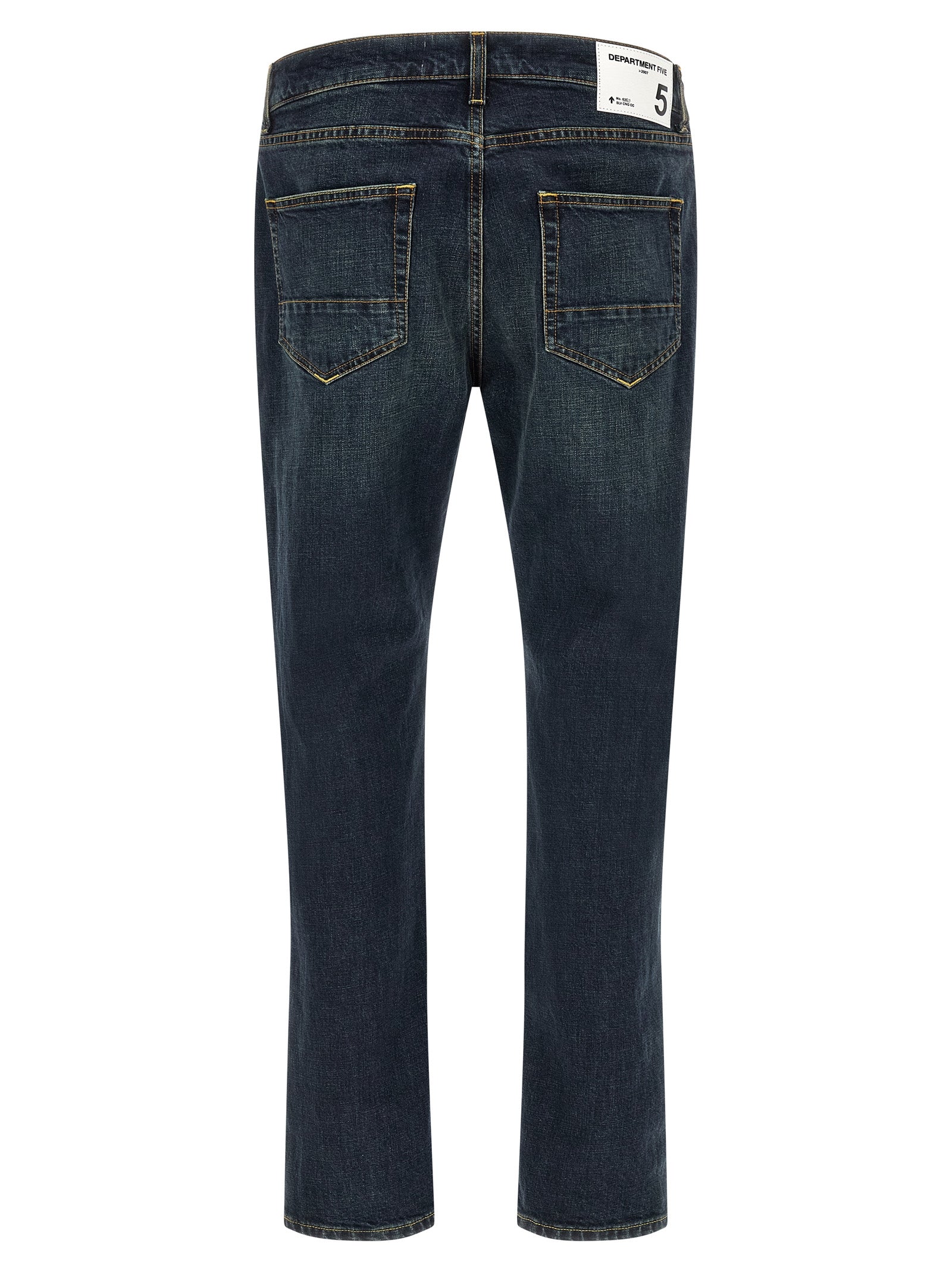 Blue Cotton Straight-Leg Jeans