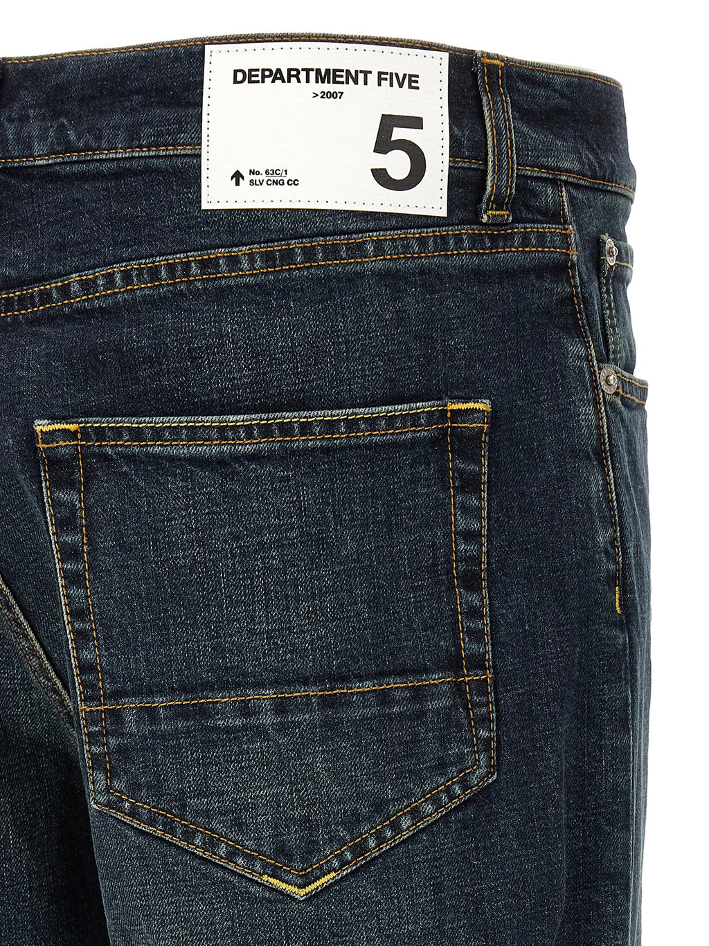 Blue Cotton Straight-Leg Jeans