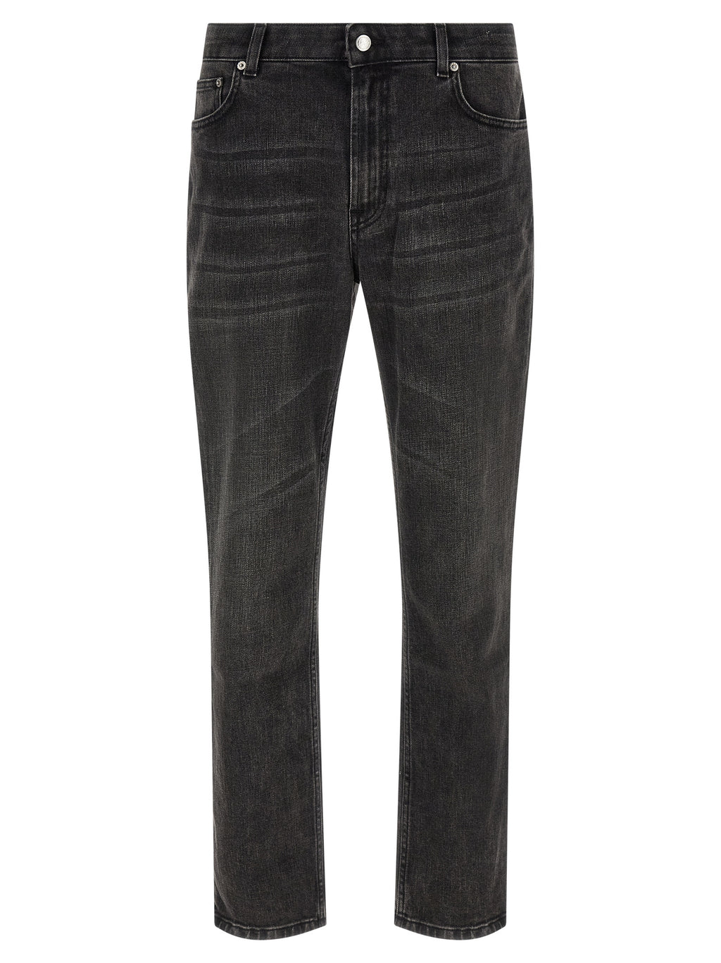 Black Cotton Straight-Leg Jeans