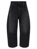 Black Cotton Cropped Jeans