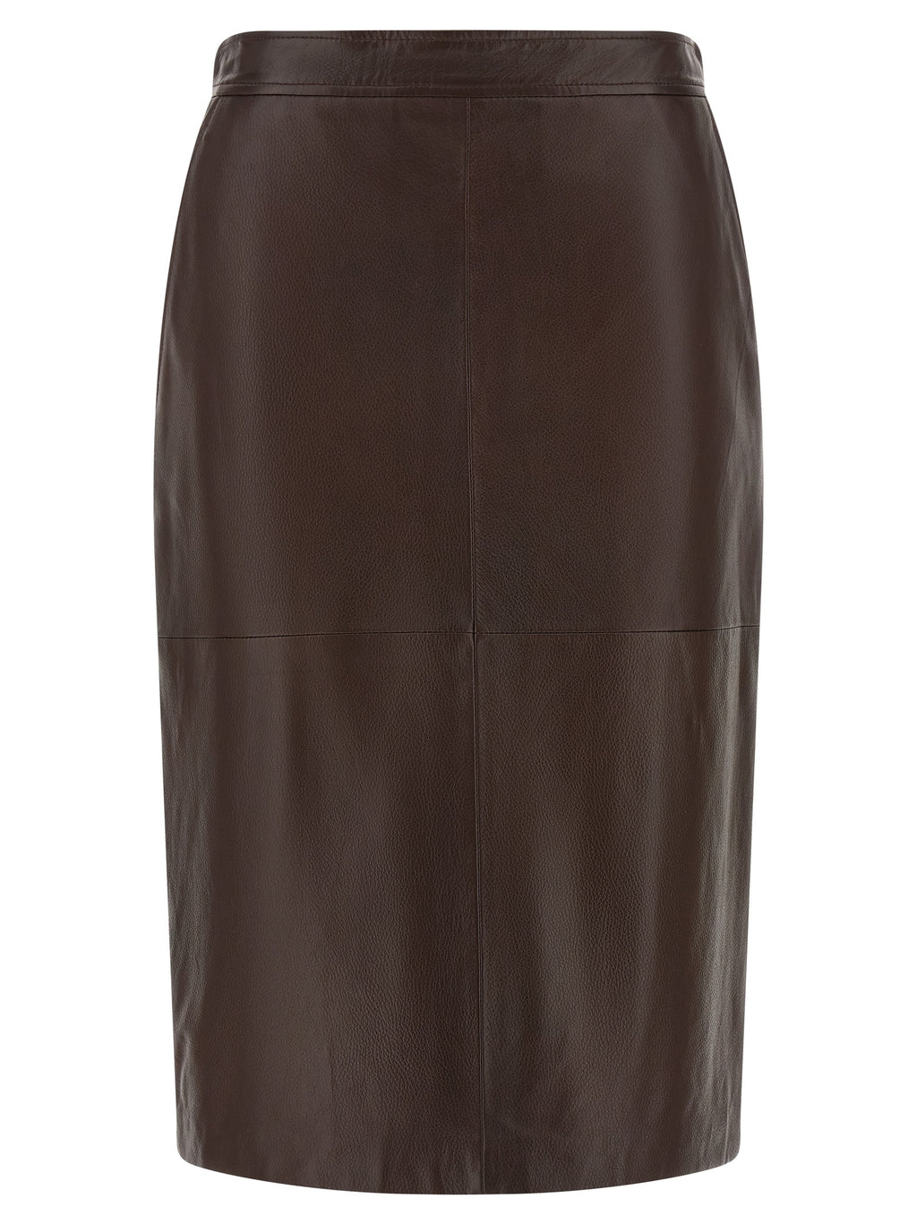 Brown Lamb Leather Midi Skirt