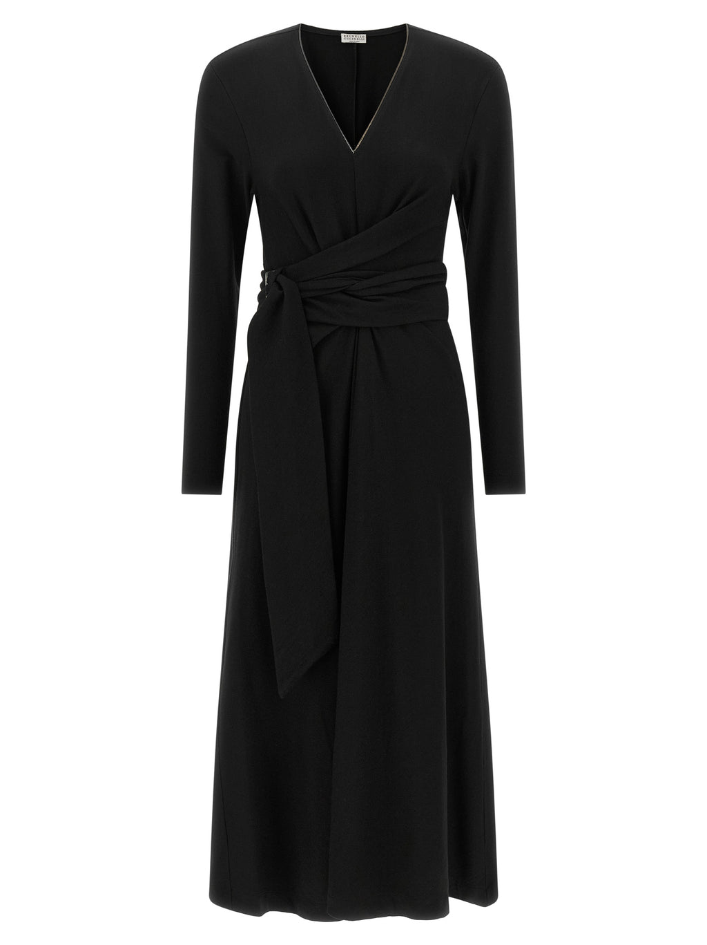 Black Virgin Wool Midi Dress