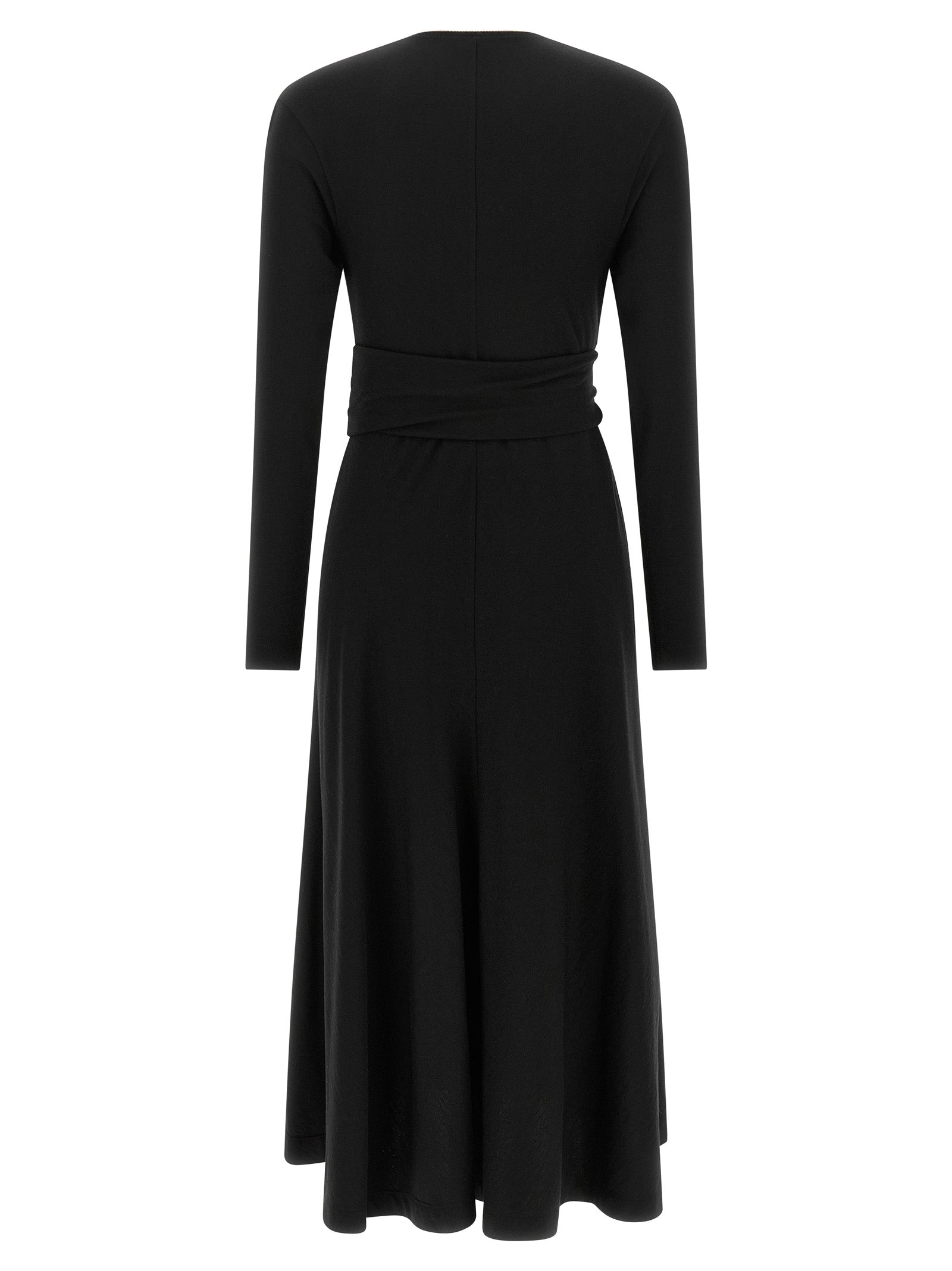 Black Virgin Wool Midi Dress