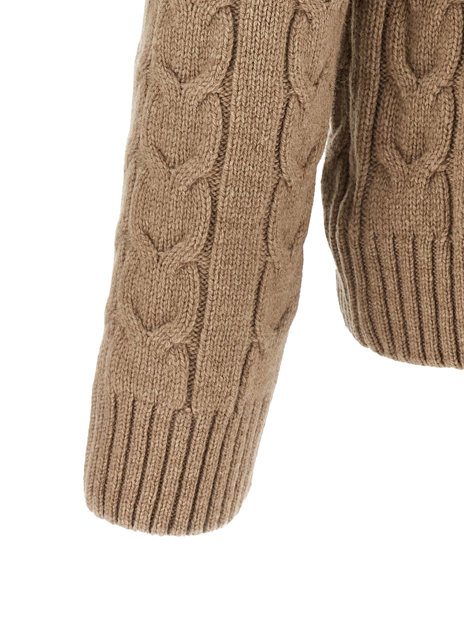 Beige Virgin Wool Cardigan