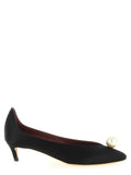 Black Viscose Mid Heel Pumps