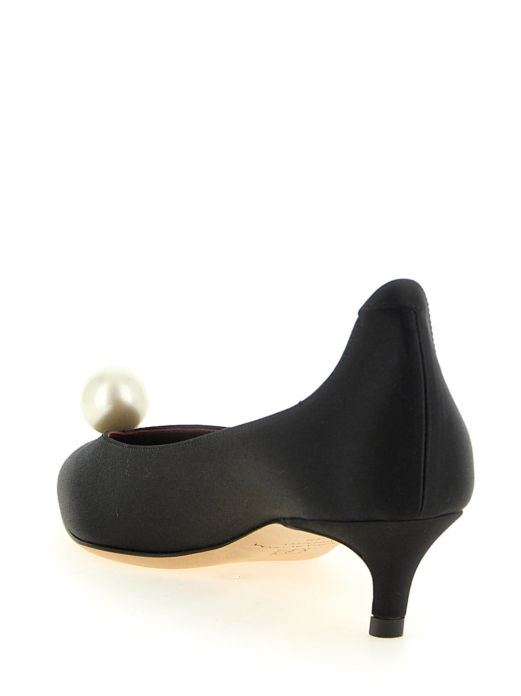 Black Viscose Mid Heel Pumps