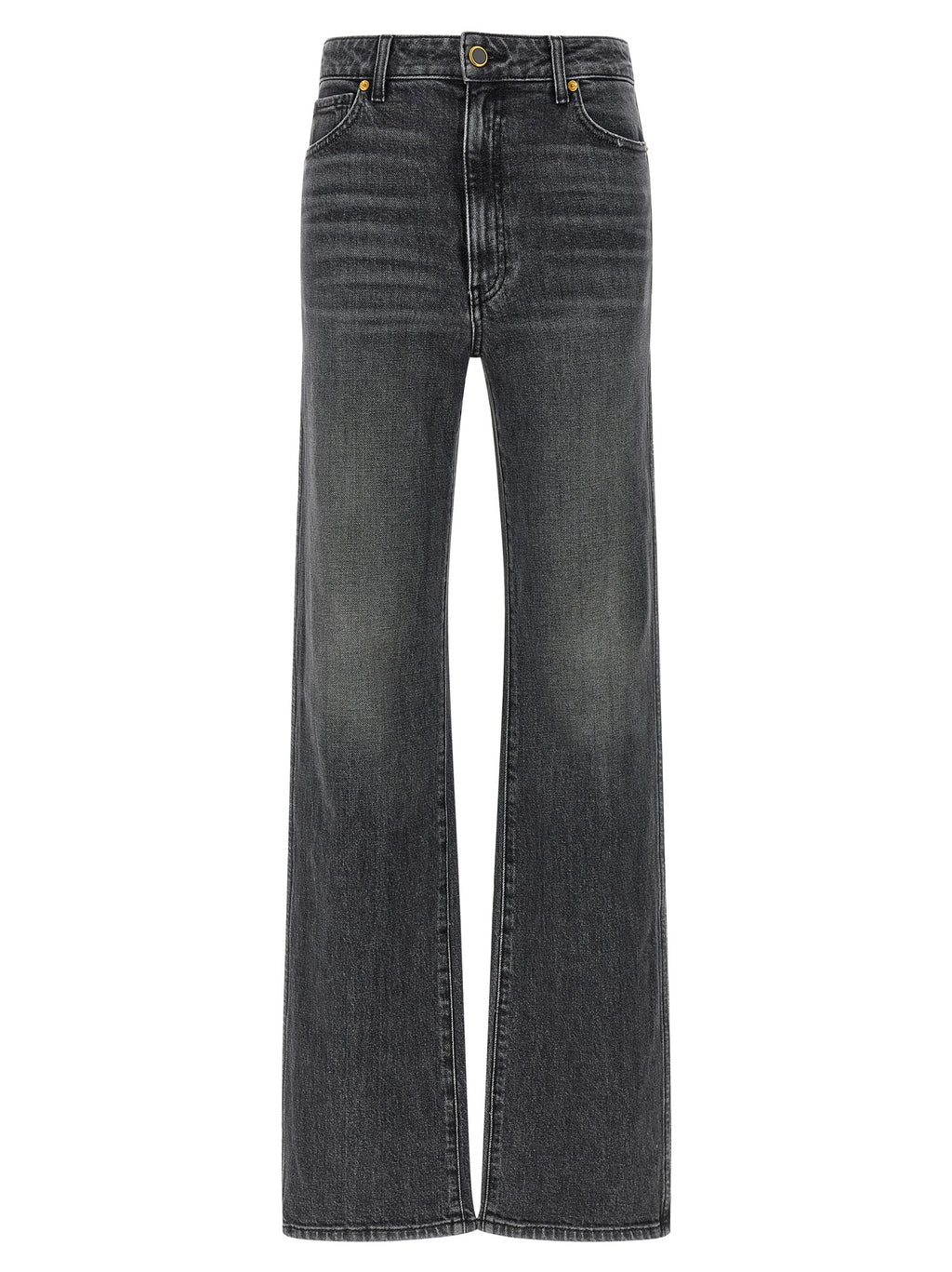 Gray Cotton Straight-Leg Jeans