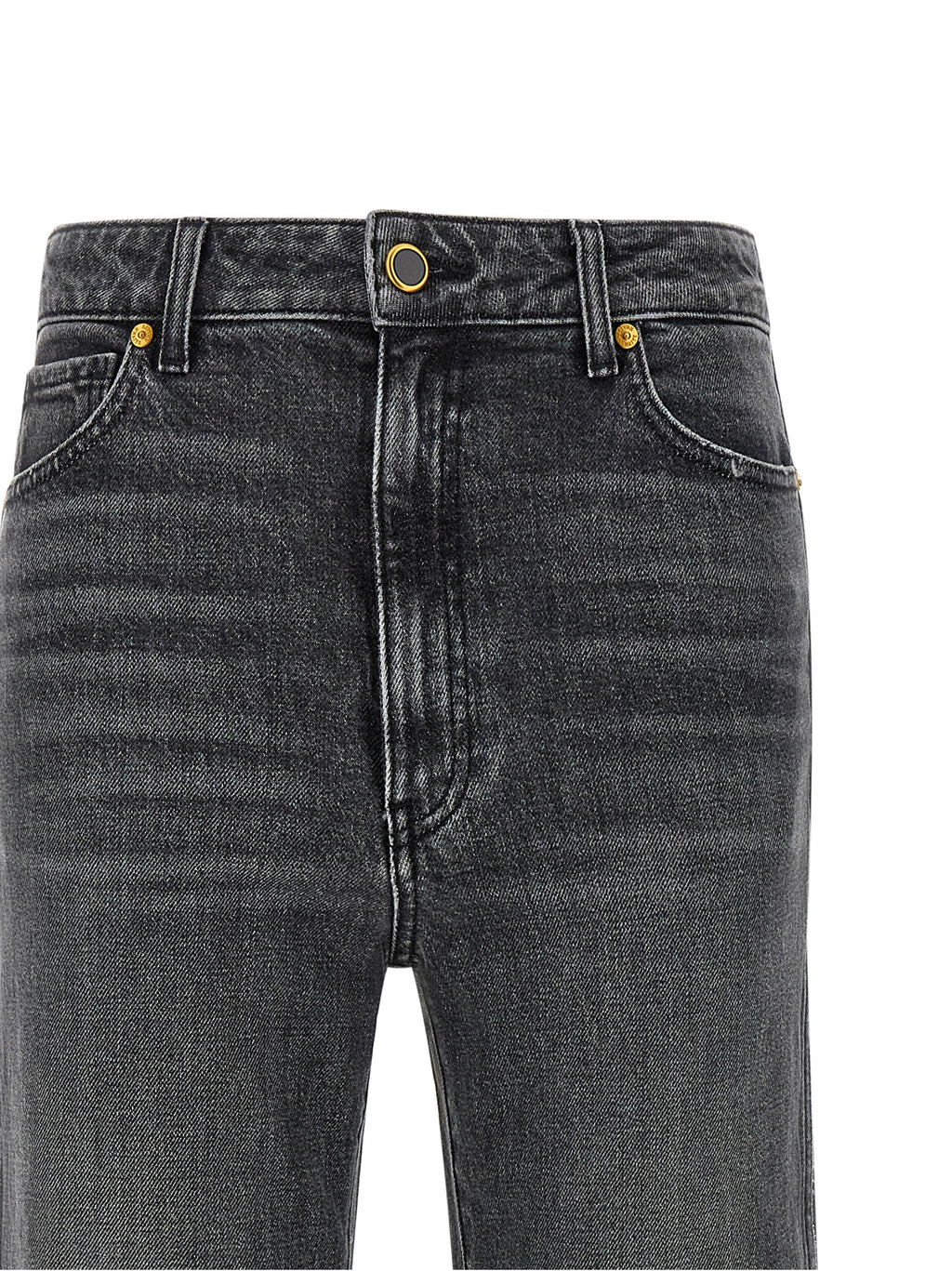 Gray Cotton Straight-Leg Jeans