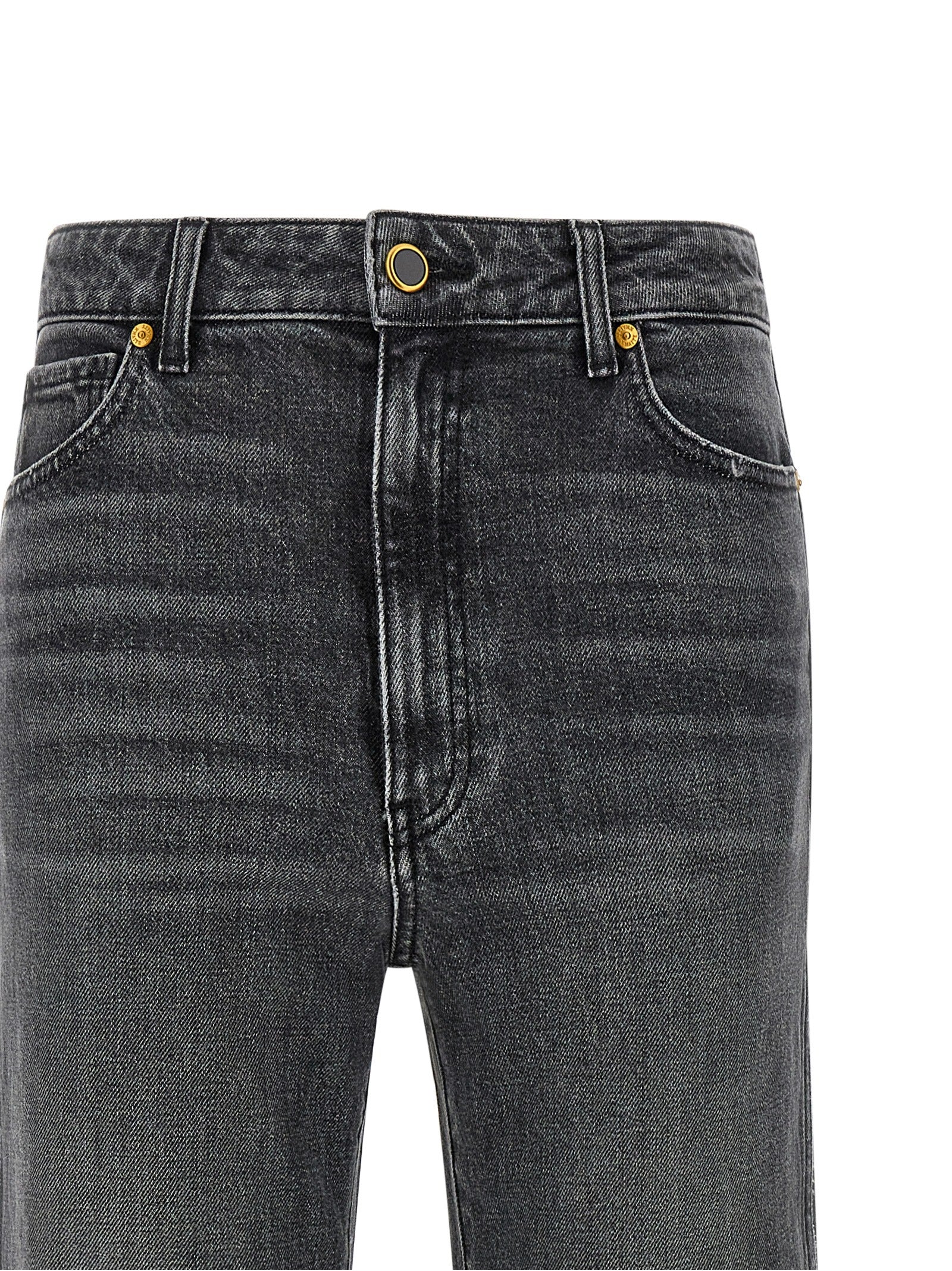 Gray Cotton Straight-Leg Jeans
