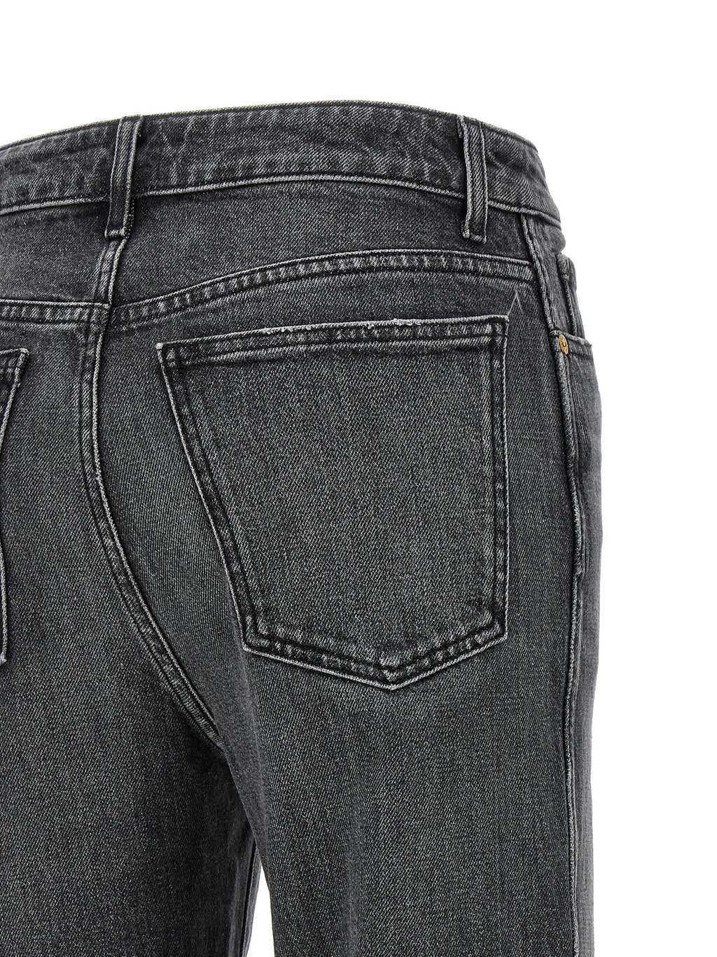 Gray Cotton Straight-Leg Jeans