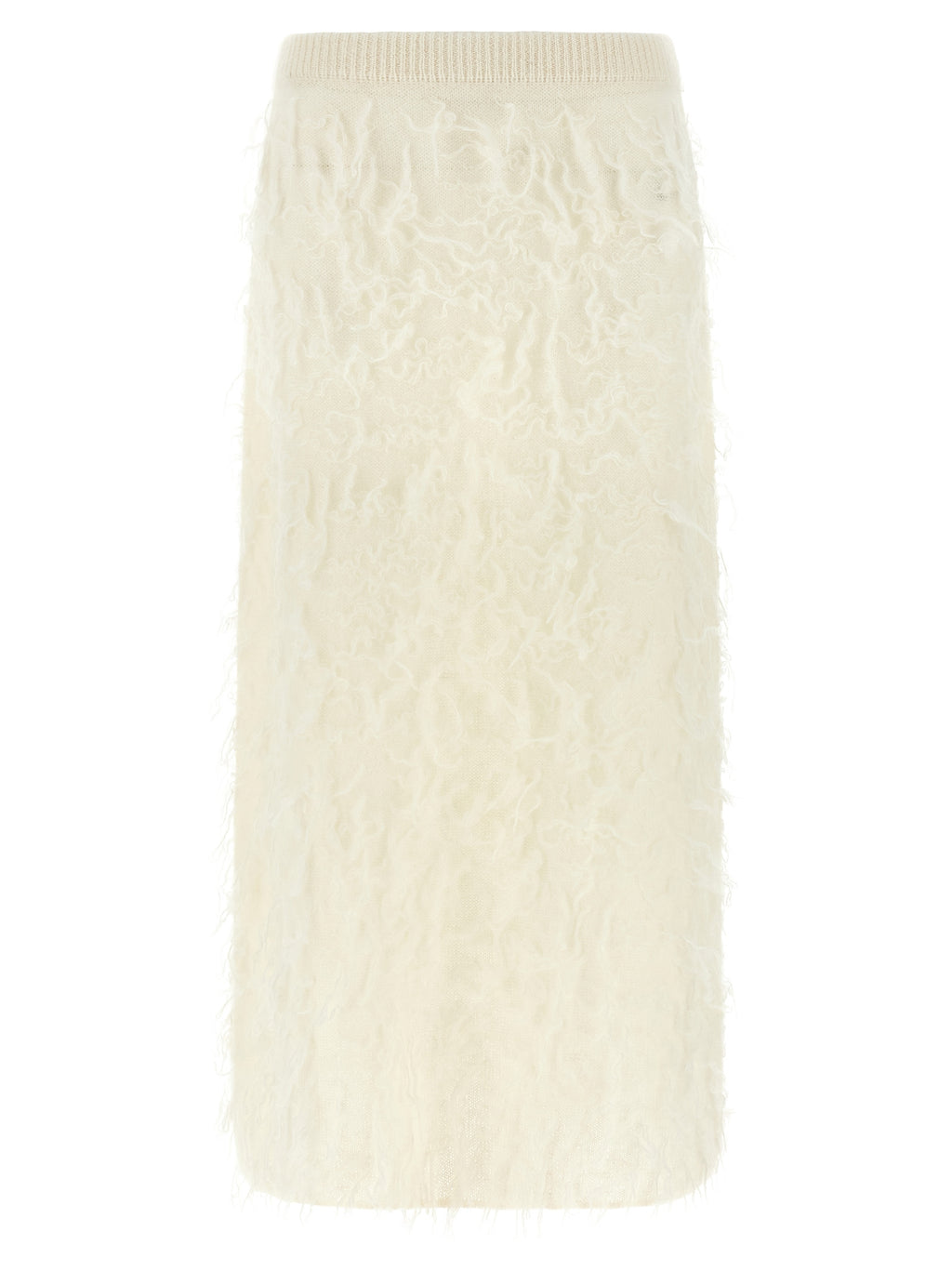 White Fabric Midi Skirt