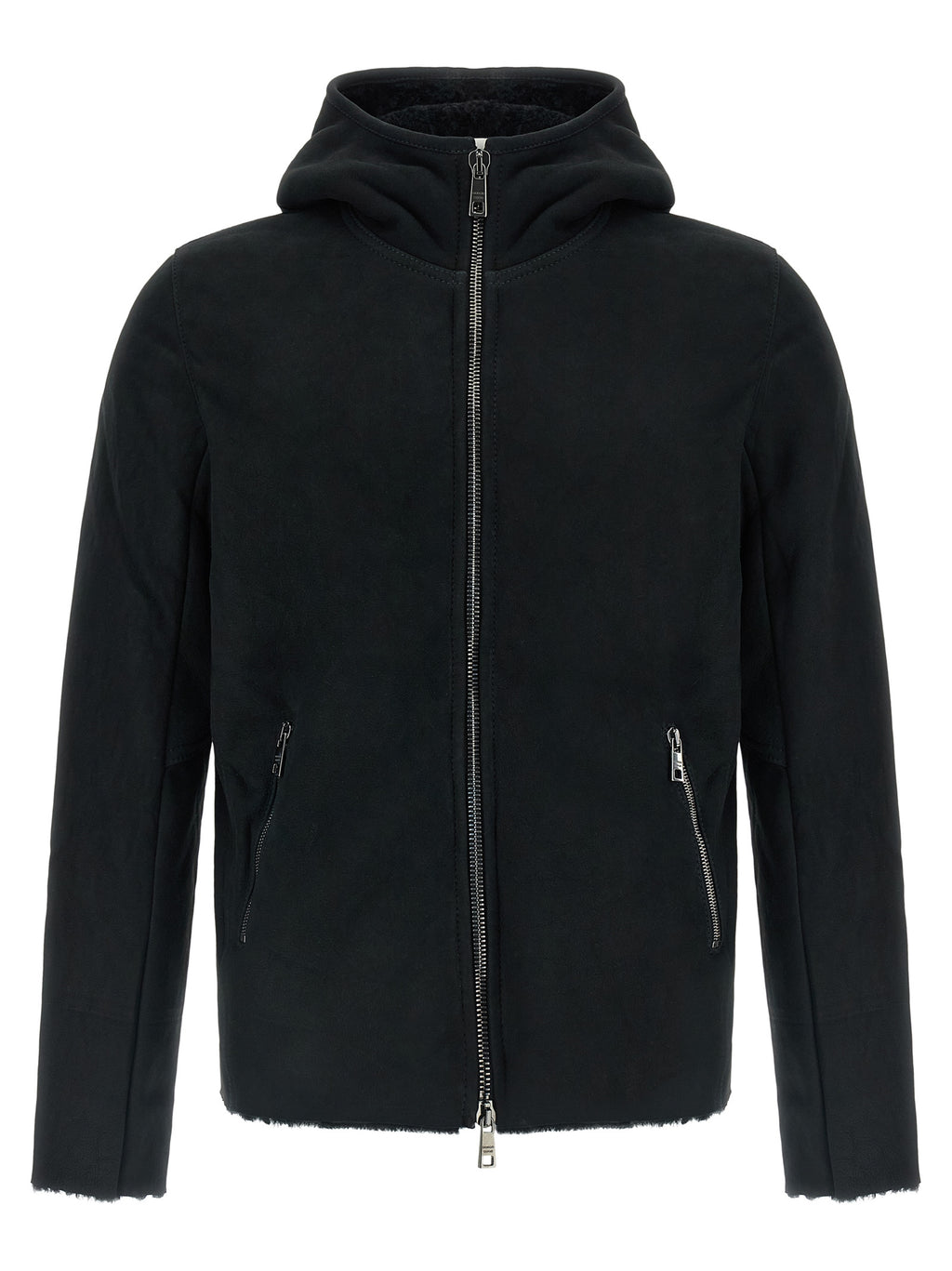 Black Lamb Leather Sweatshirt
