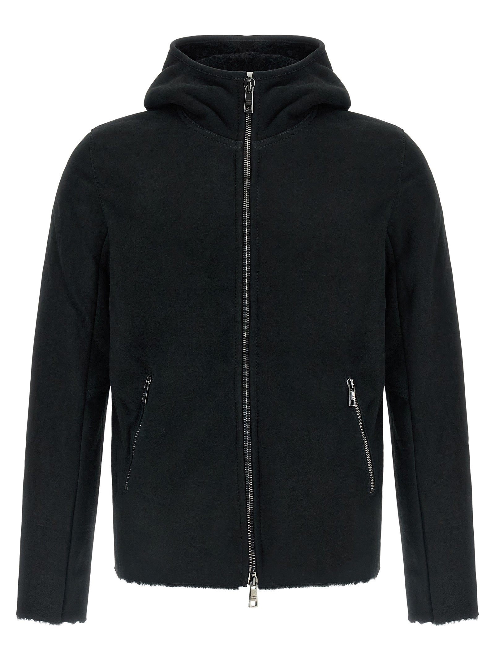Black Lamb Leather Sweatshirt