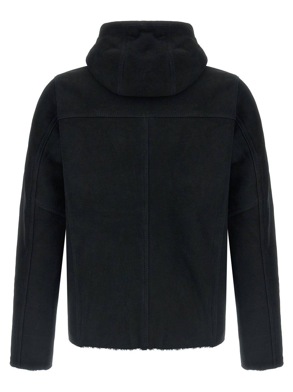 Black Lamb Leather Sweatshirt
