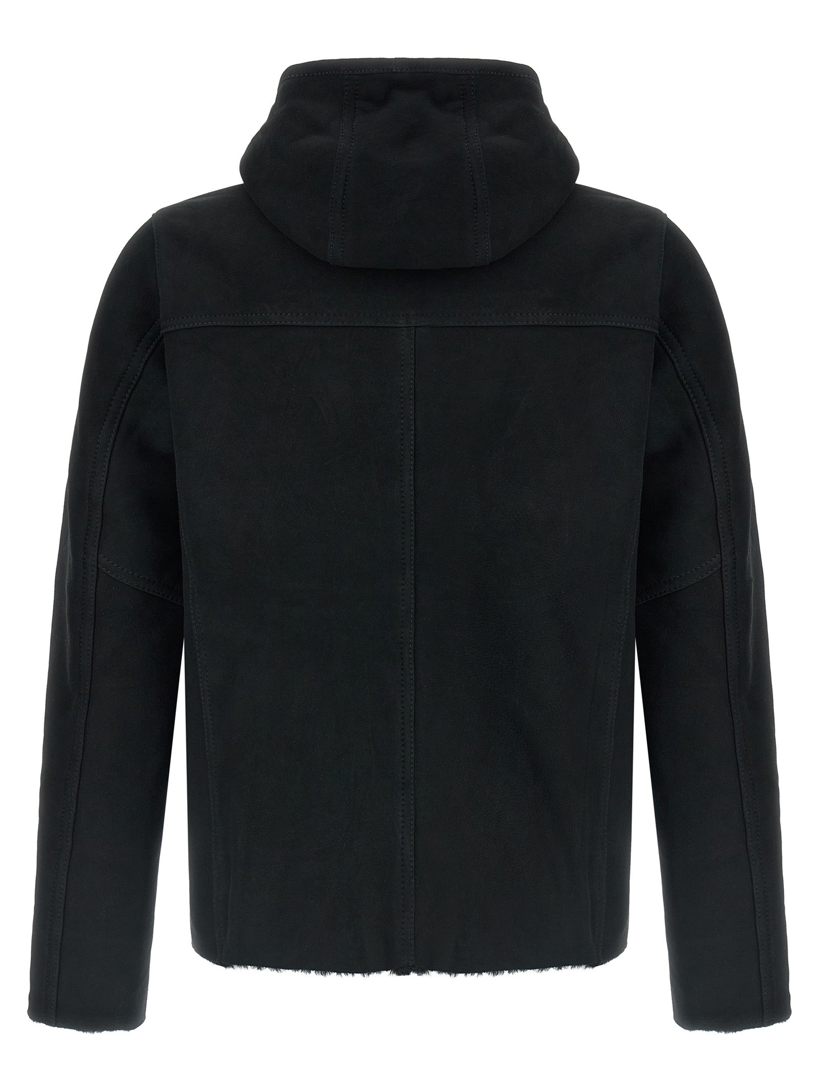 Black Lamb Leather Sweatshirt