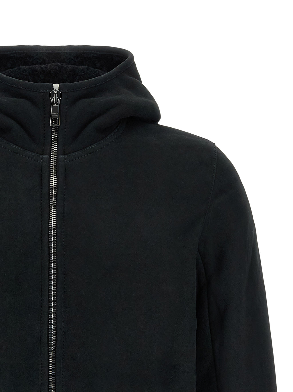 Black Lamb Leather Sweatshirt