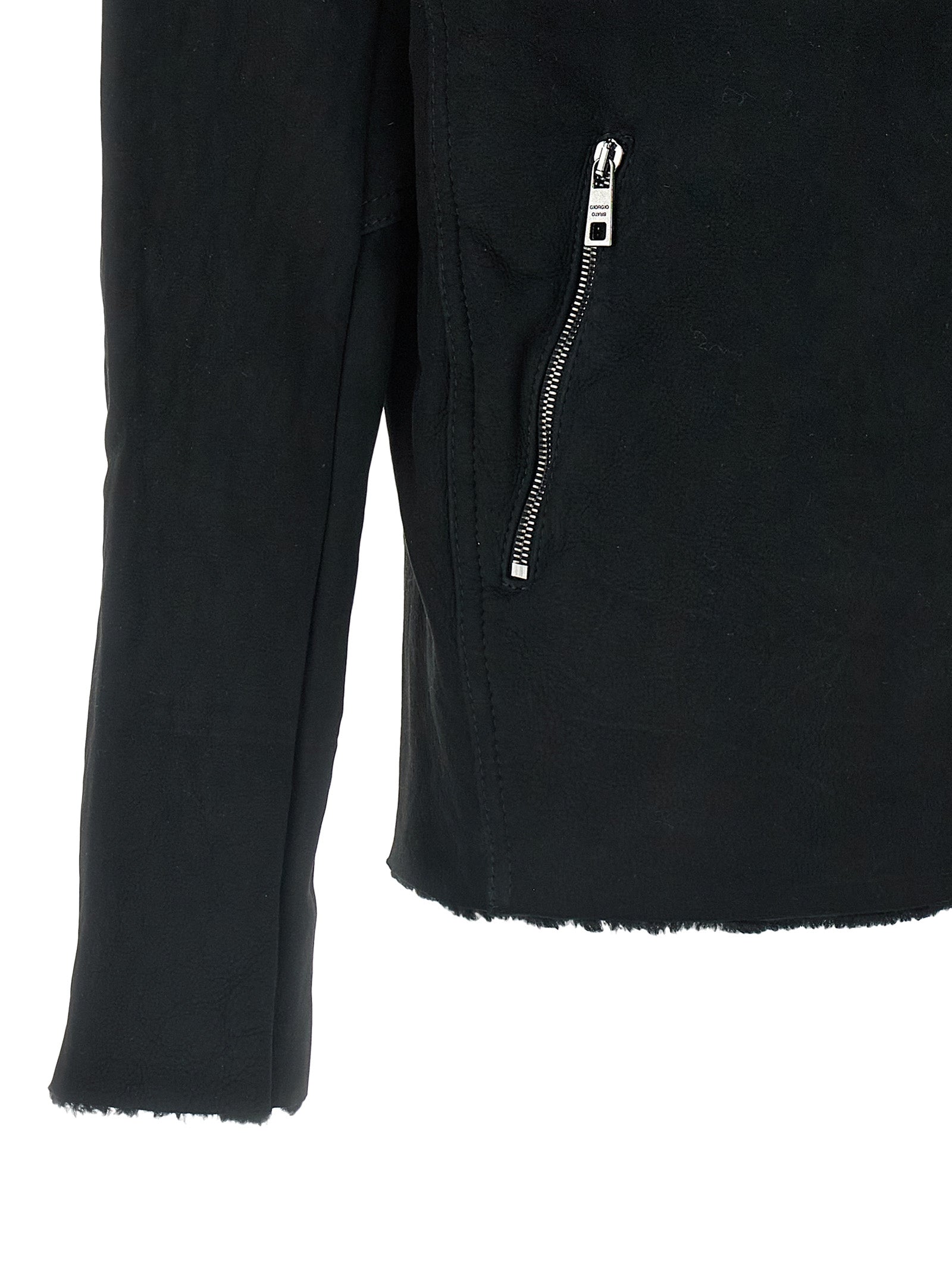 Black Lamb Leather Sweatshirt