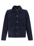 Blue Lamb Leather Leather Jacket