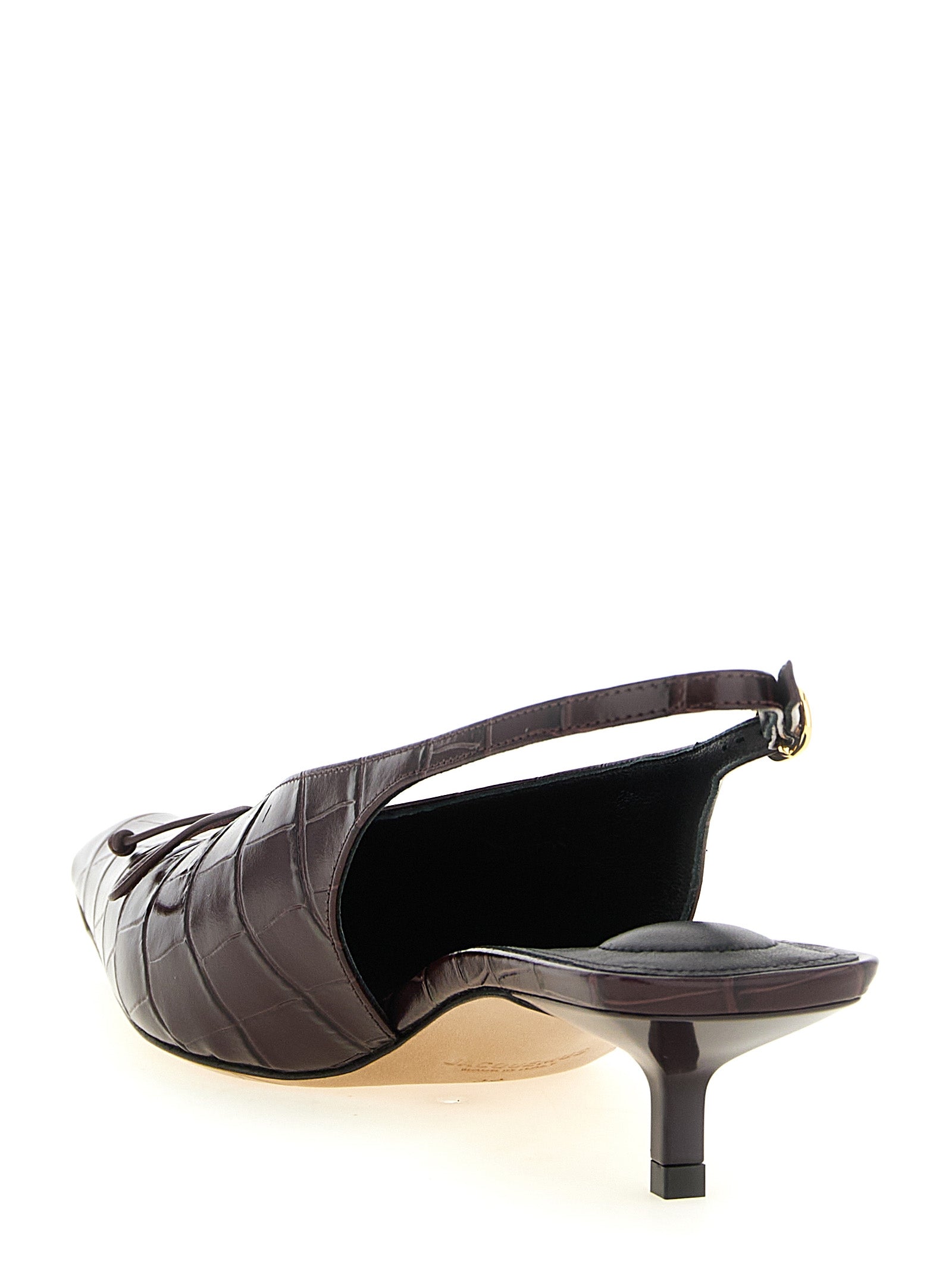 Bordeaux Calfskin Mid Heel Pumps
