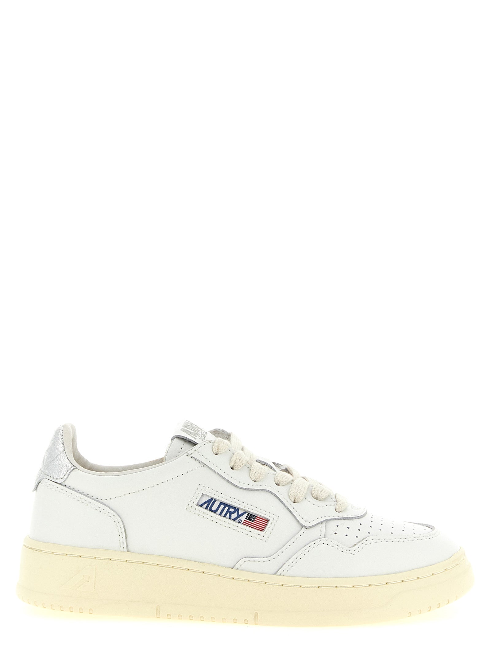 Silver Cowhide Low Top Sneakers