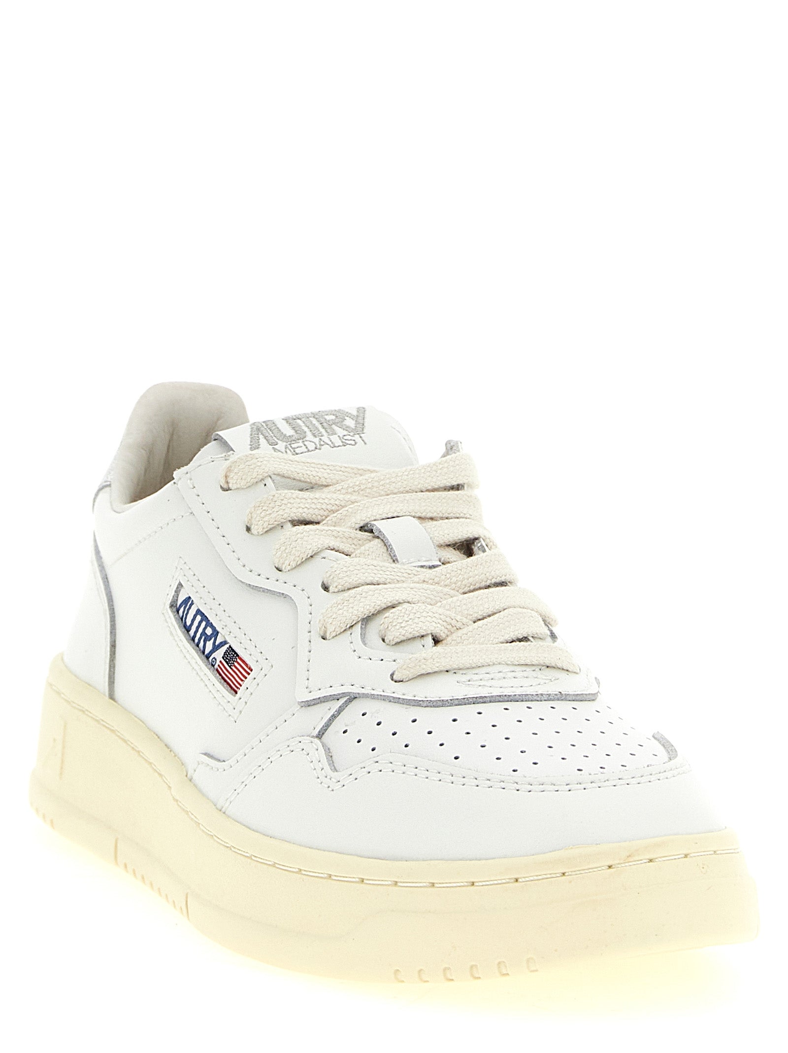 Silver Cowhide Low Top Sneakers