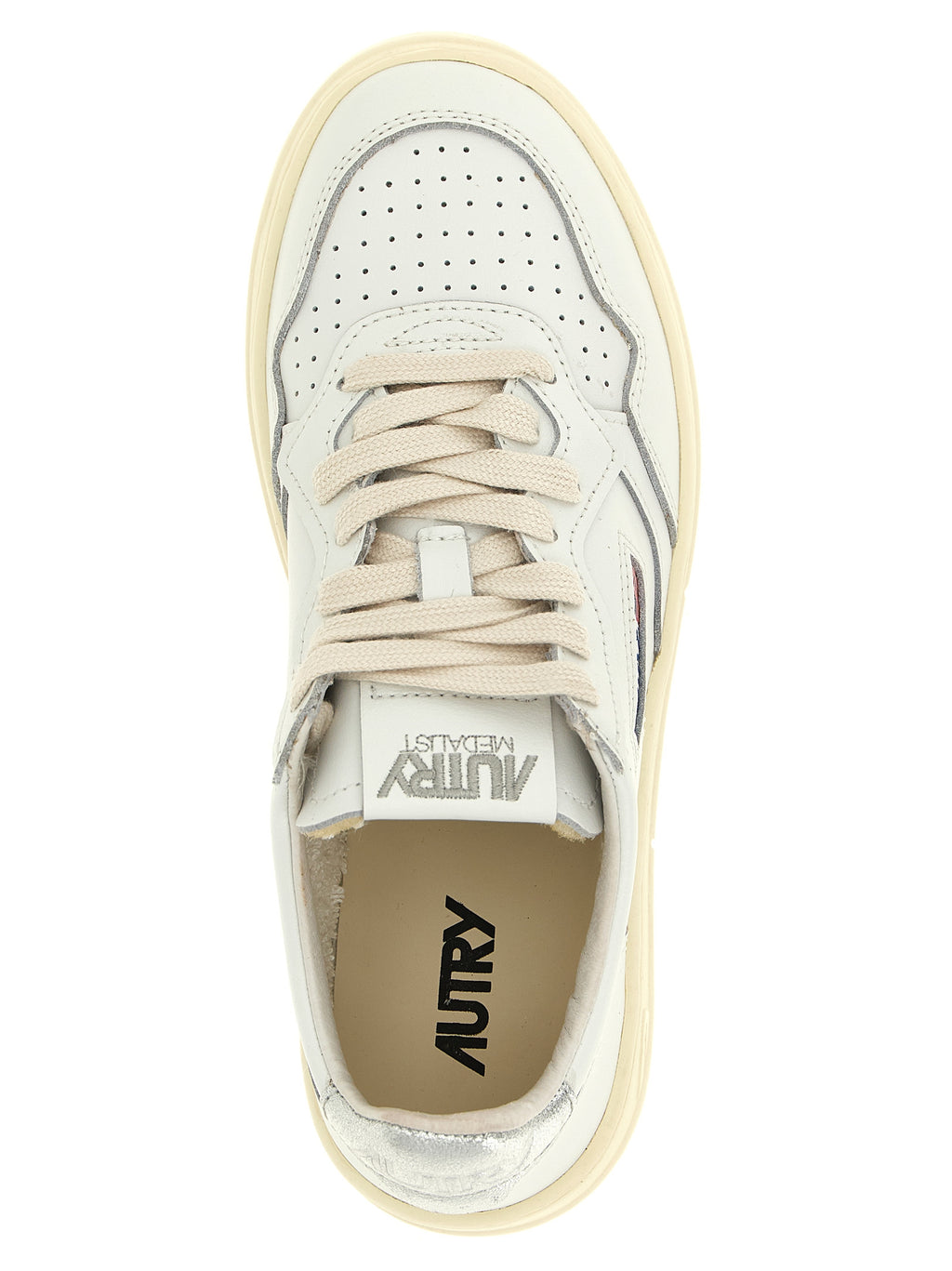 Silver Cowhide Low Top Sneakers