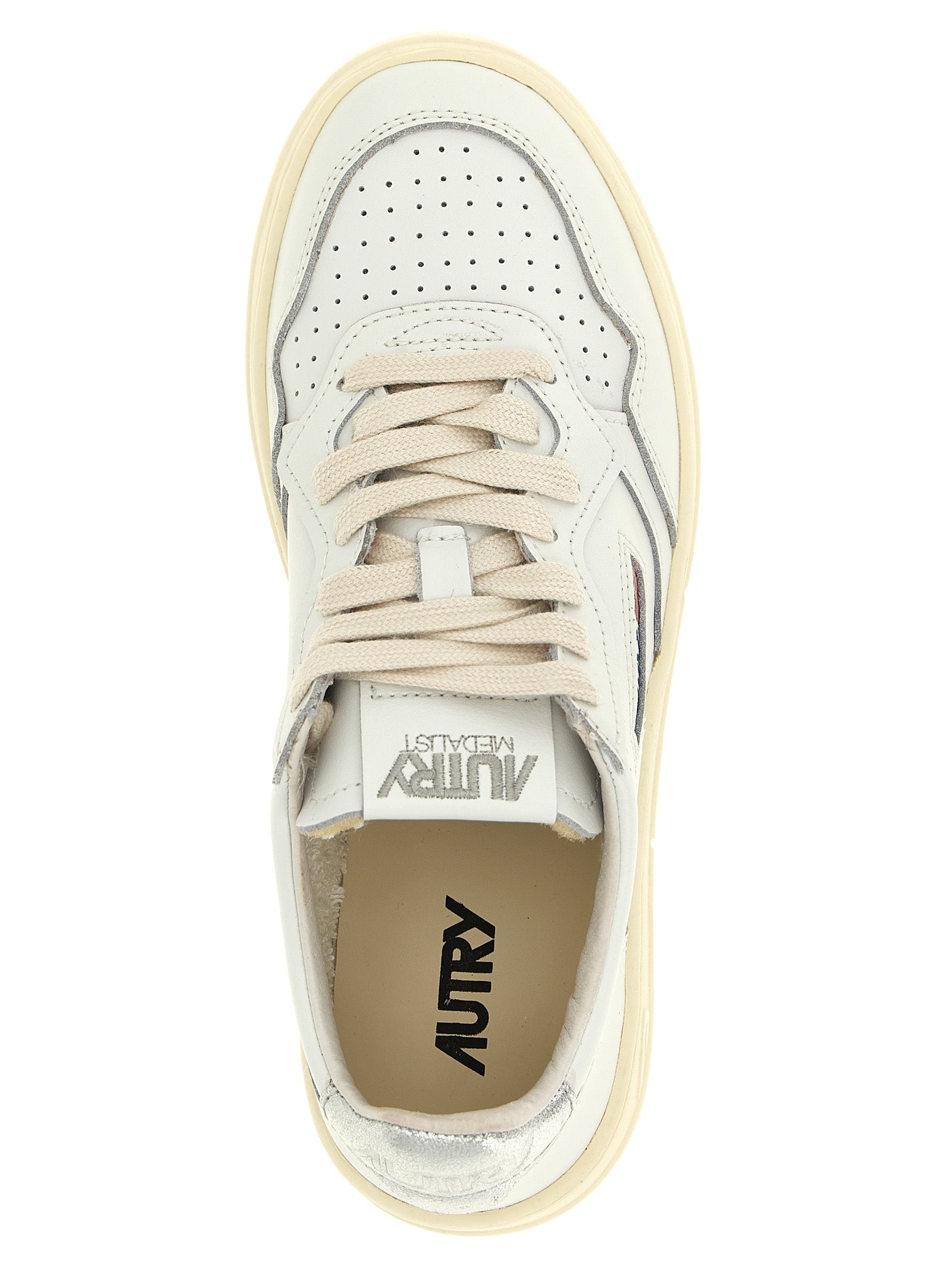 Silver Cowhide Low Top Sneakers