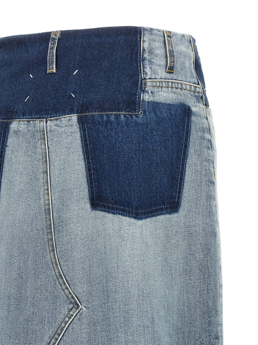 Blue Cotton Mini Skirt