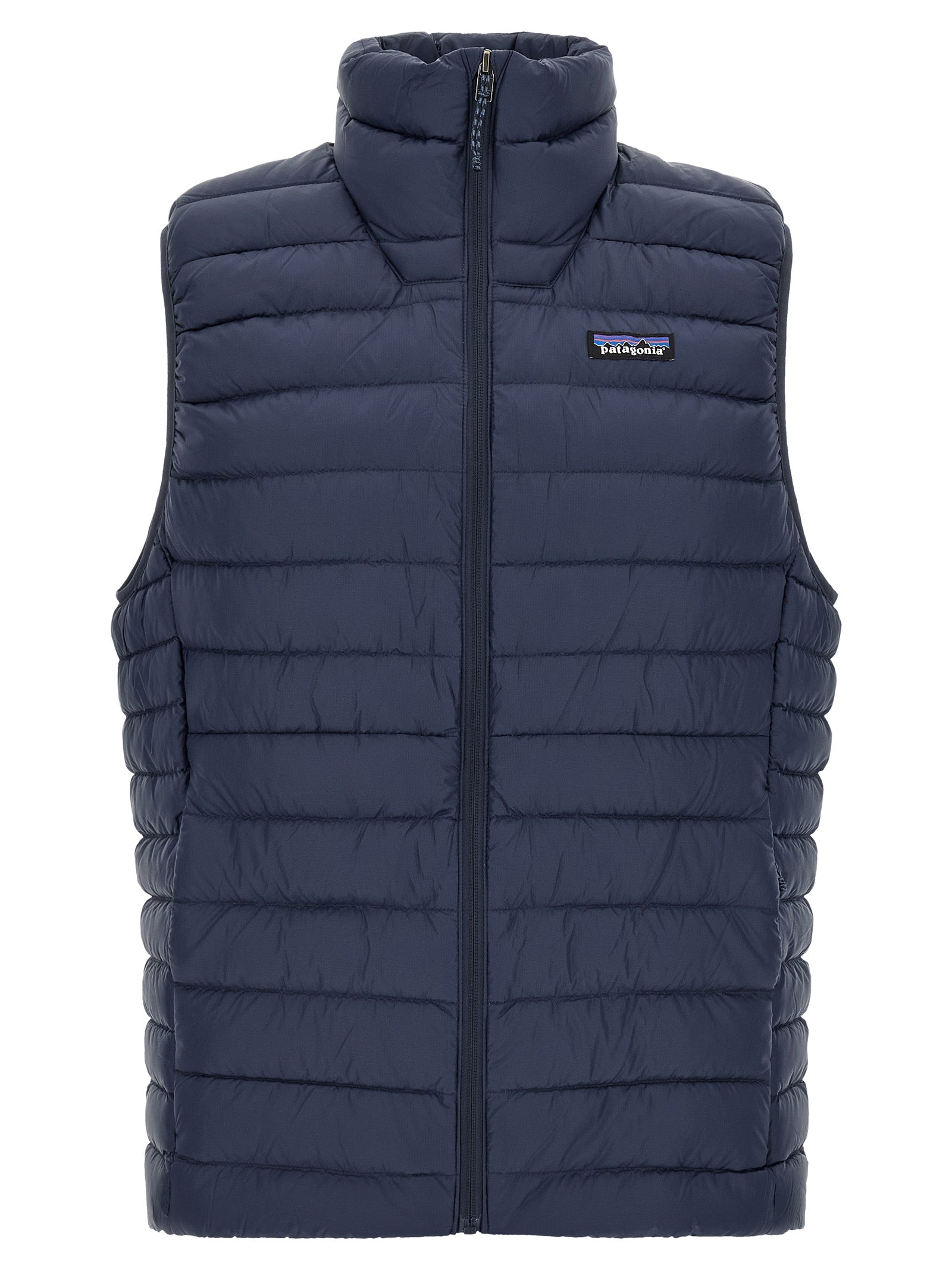 Blue Nylon Sleeveless Jacket