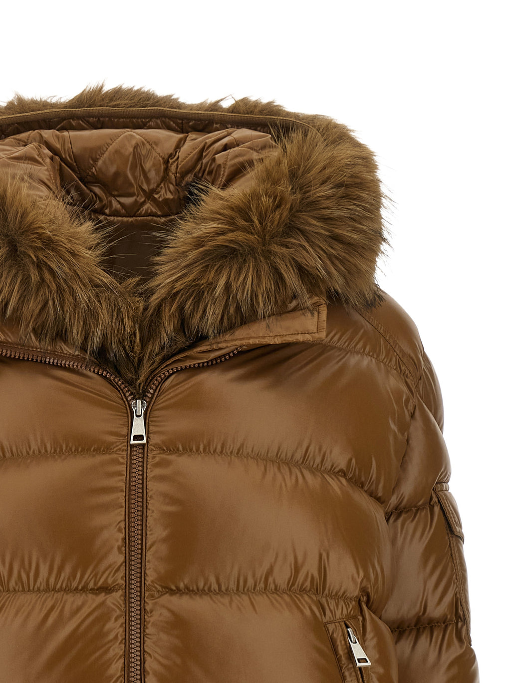 Brown Polyamide Full-Length Jacket
