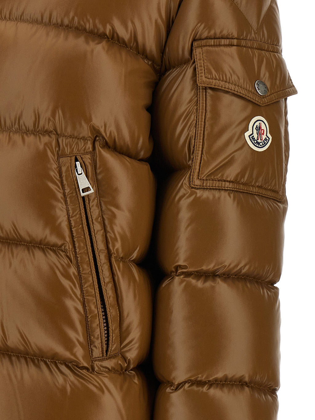 Brown Polyamide Full-Length Jacket