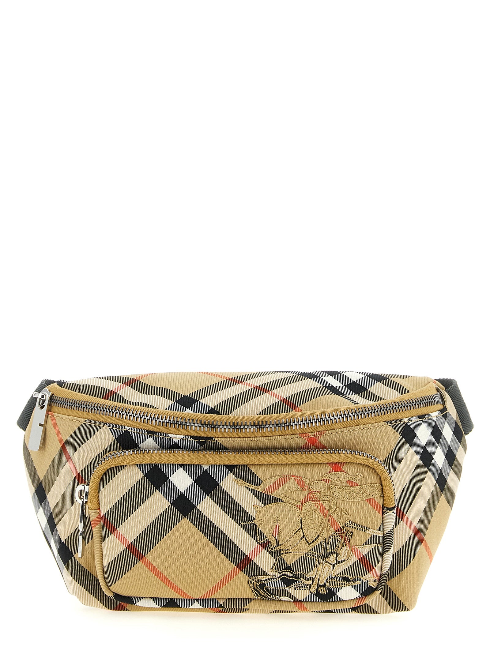 Beige Polyester Crossbody Bag