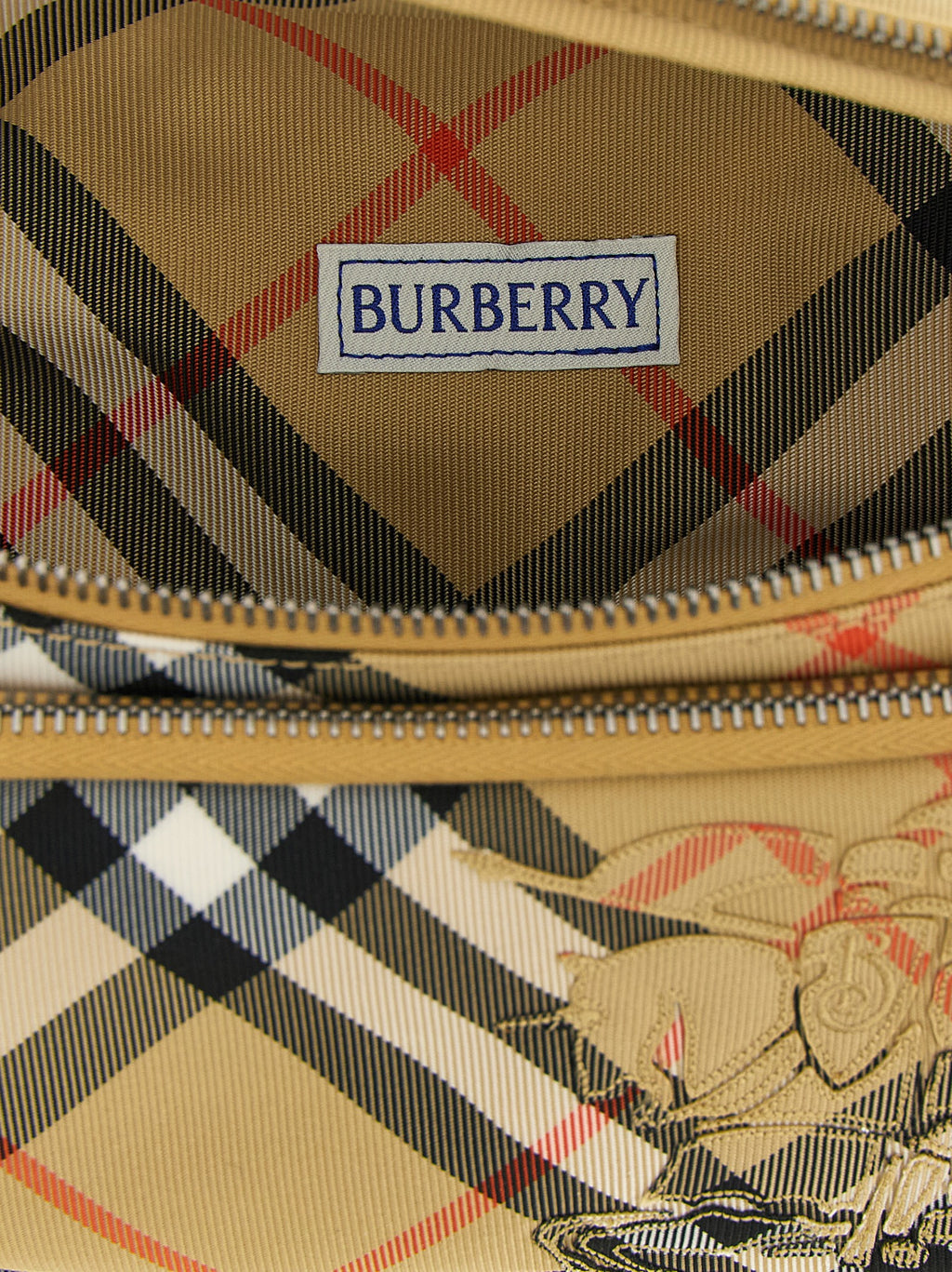 Beige Polyester Crossbody Bag