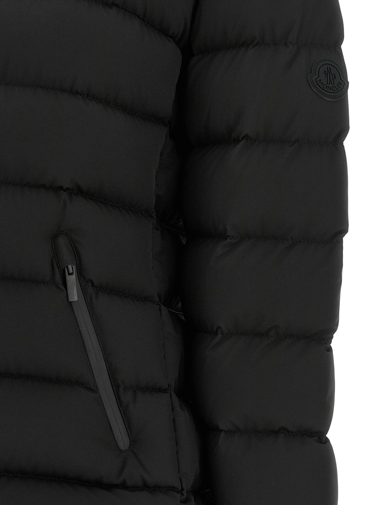 Black Polyester Full-Length Jacket