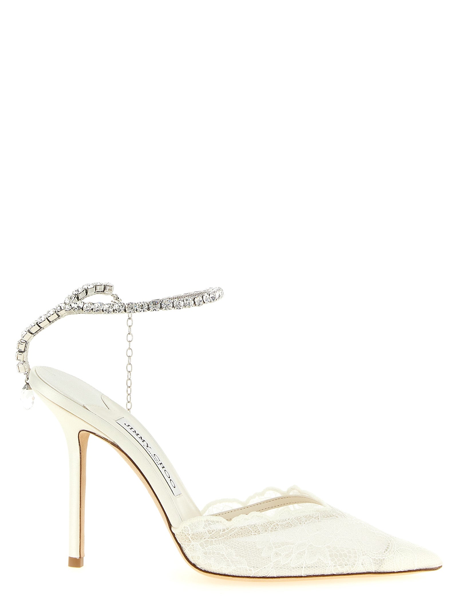 White Tencel High Heel Pumps
