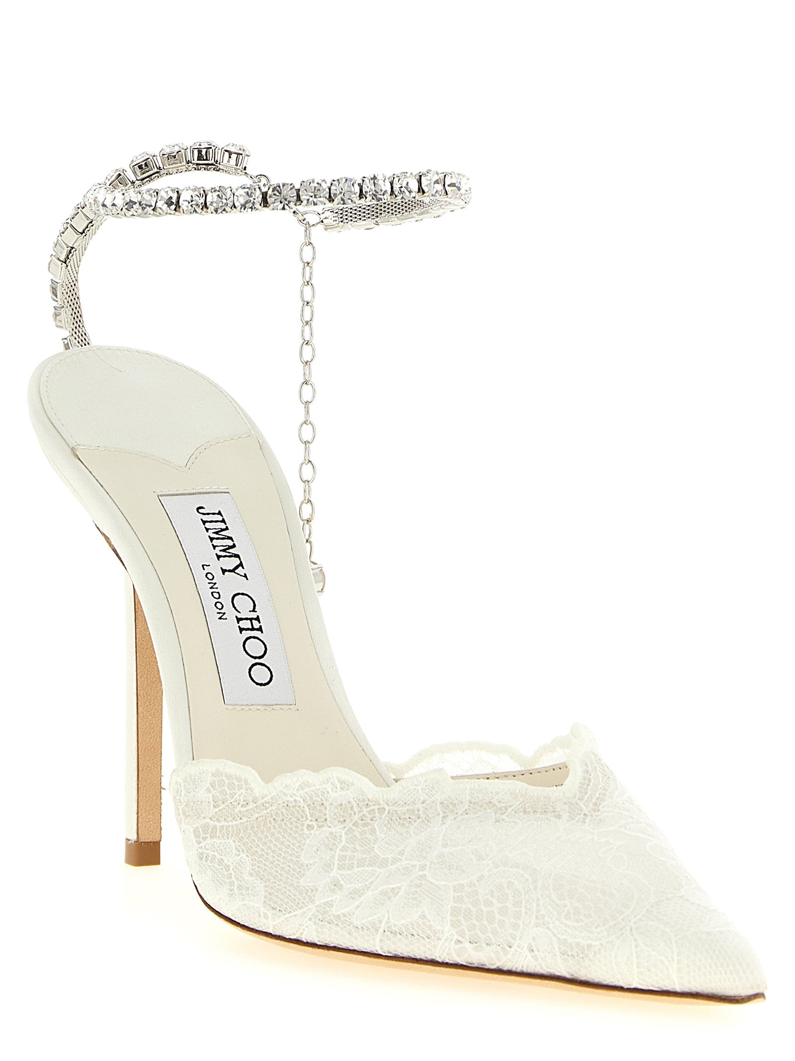White Tencel High Heel Pumps