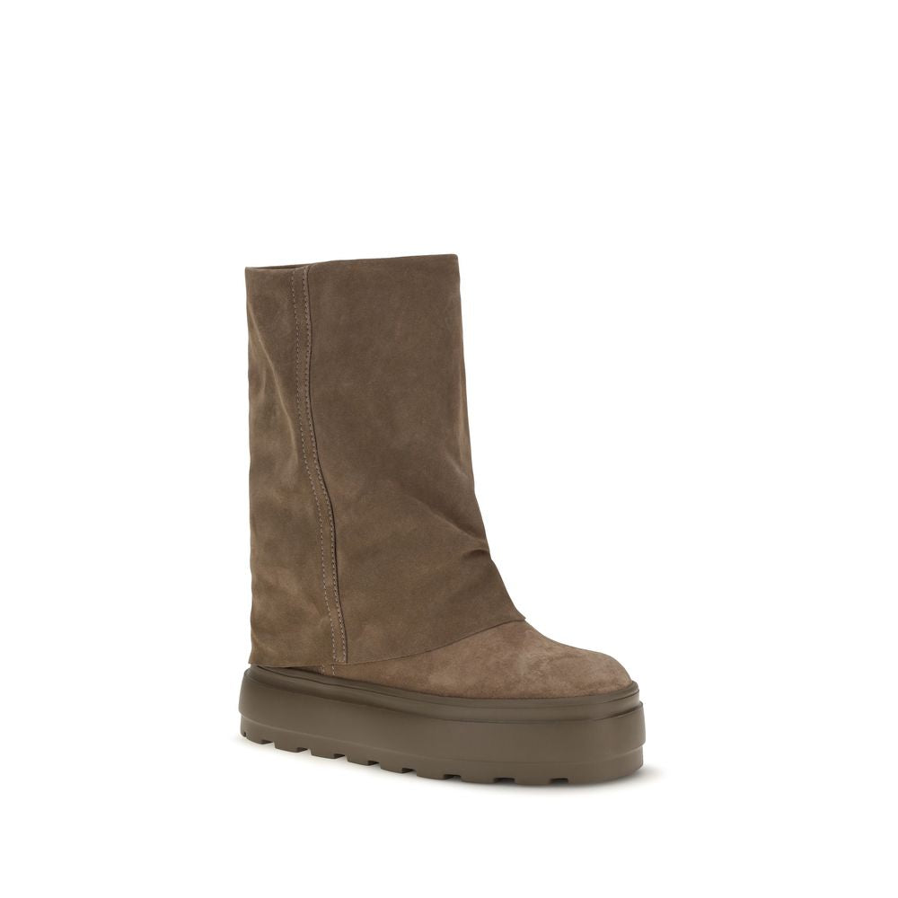 Brown Calf Leather Bos Taurus Flat Boots