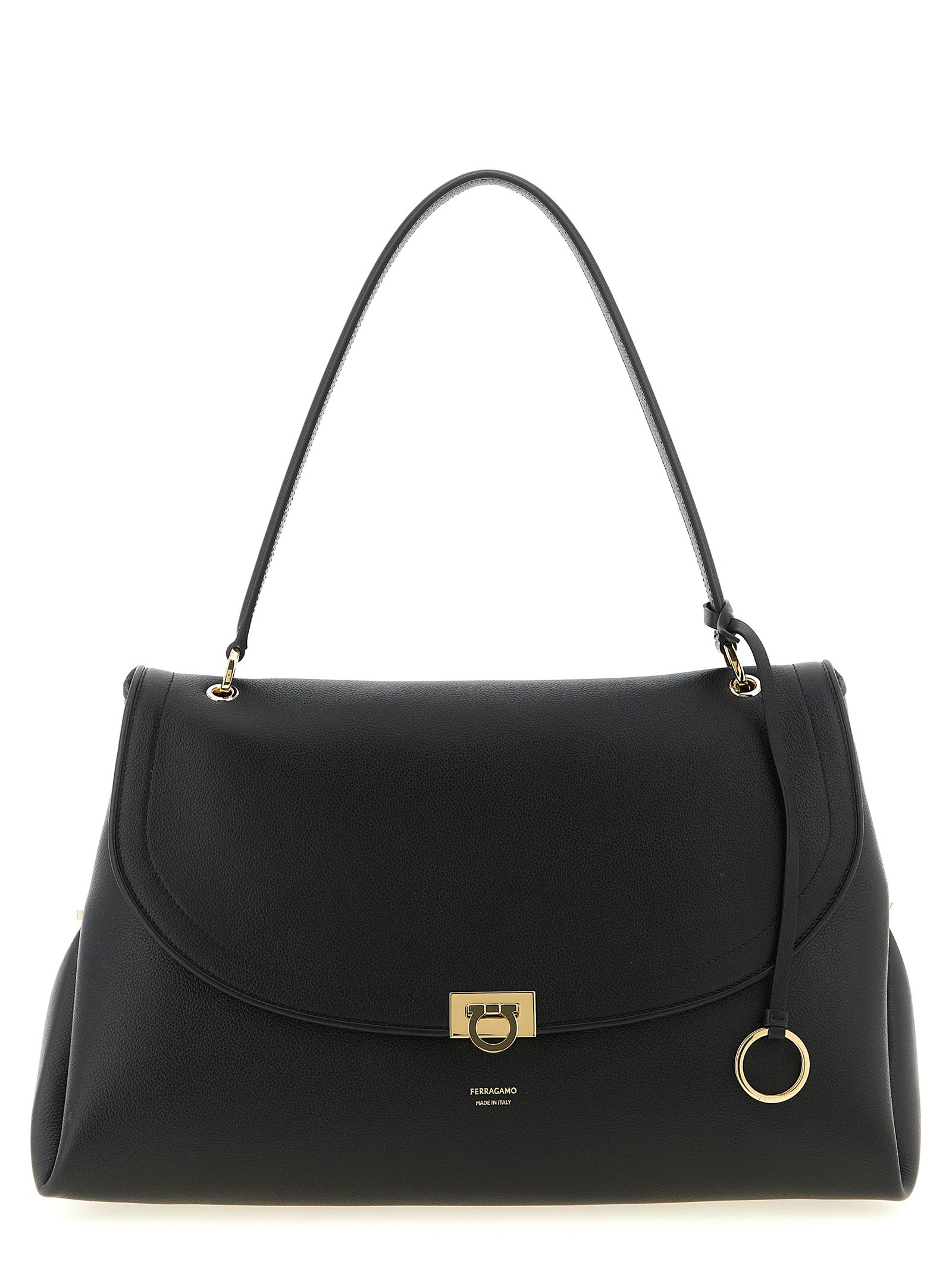 Black Calfskin Shoulder Bag