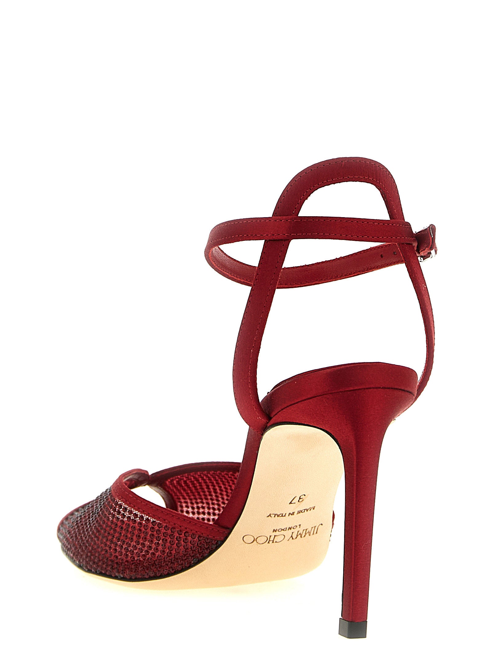 Red Lamb Leather Stiletto Heel Sandals