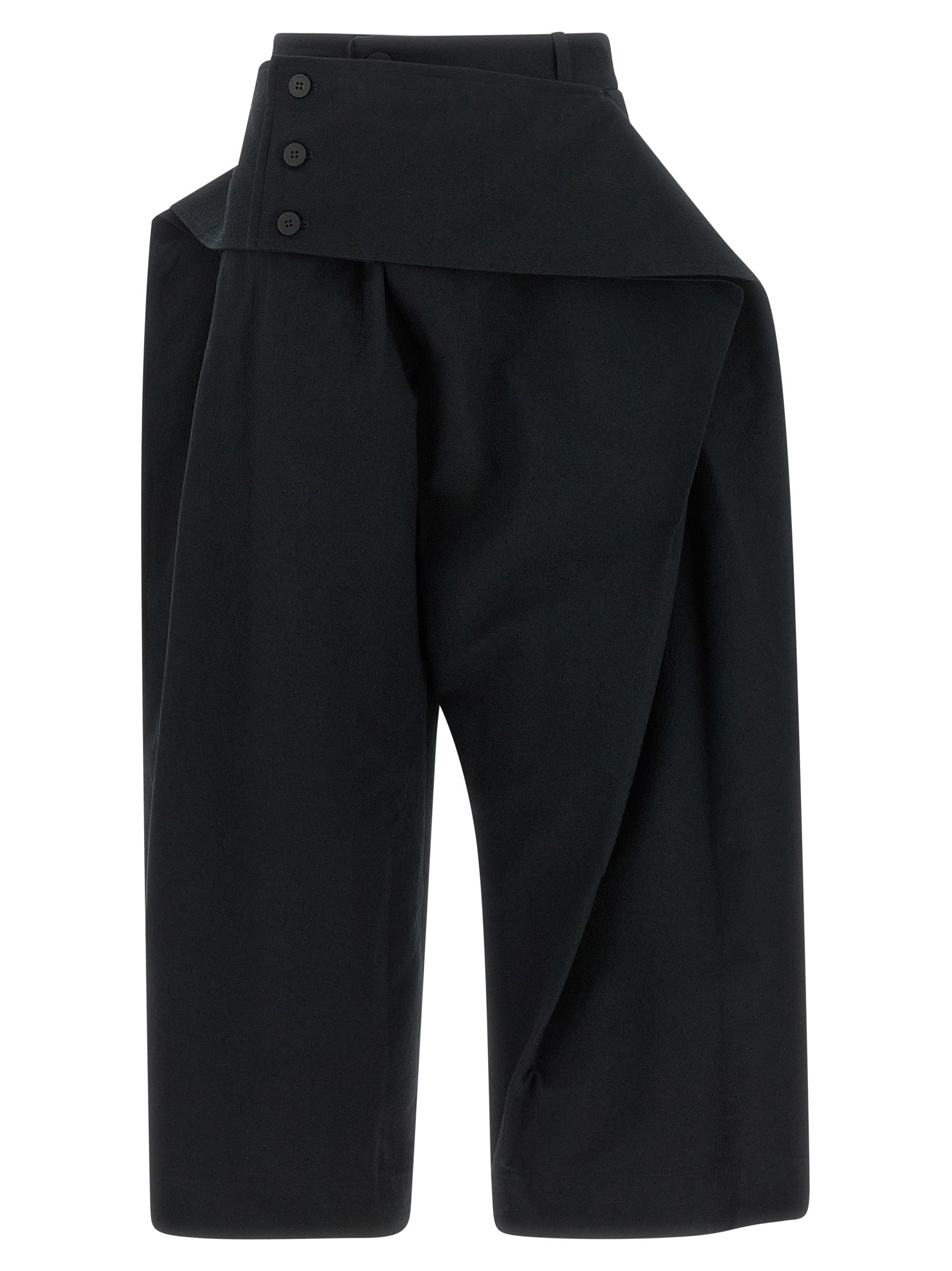 Black Polyester Casual Pants