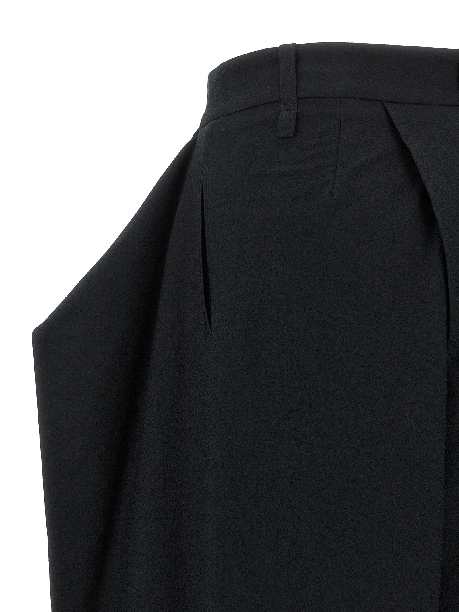 Black Polyester Casual Pants