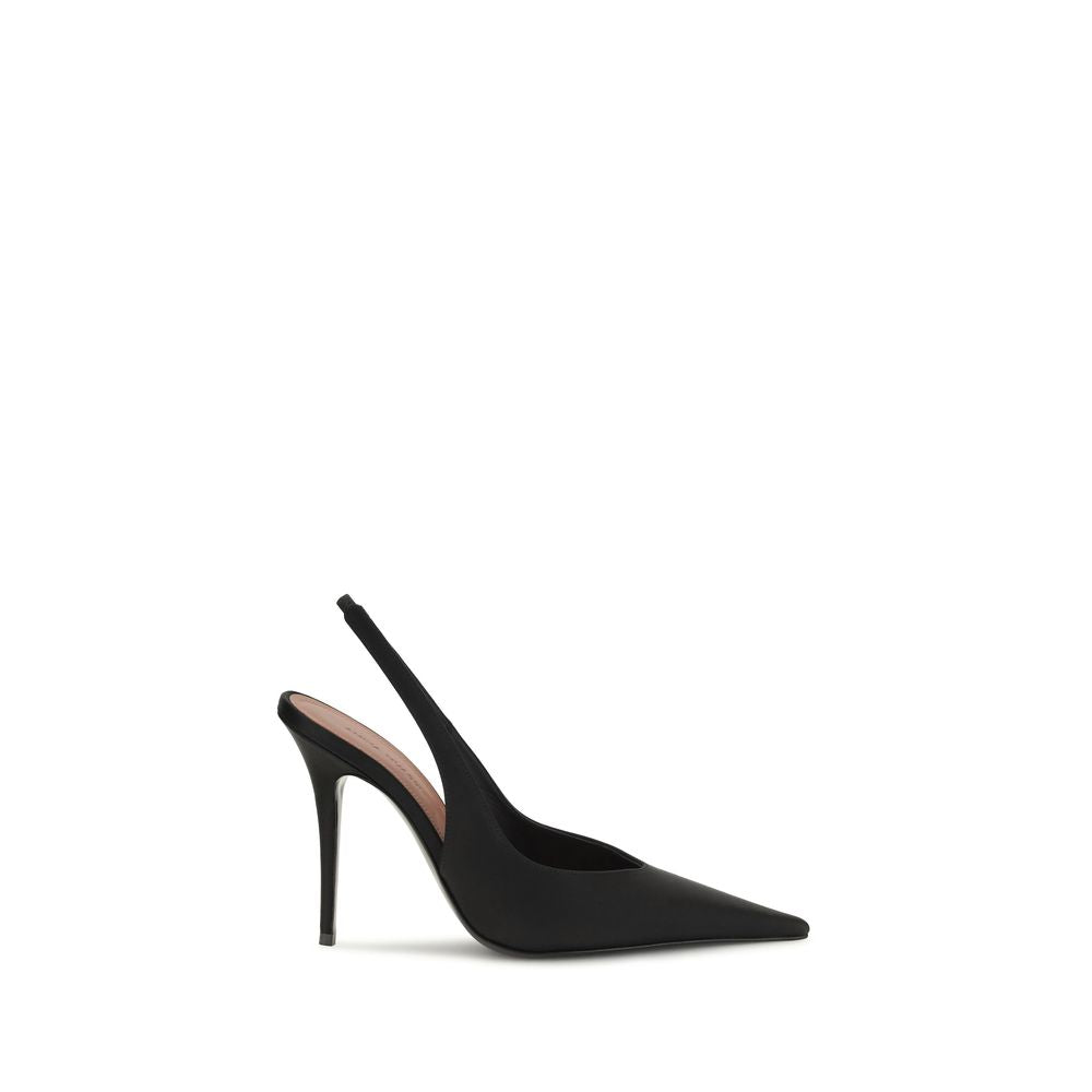 Black Satin High Heel Pumps