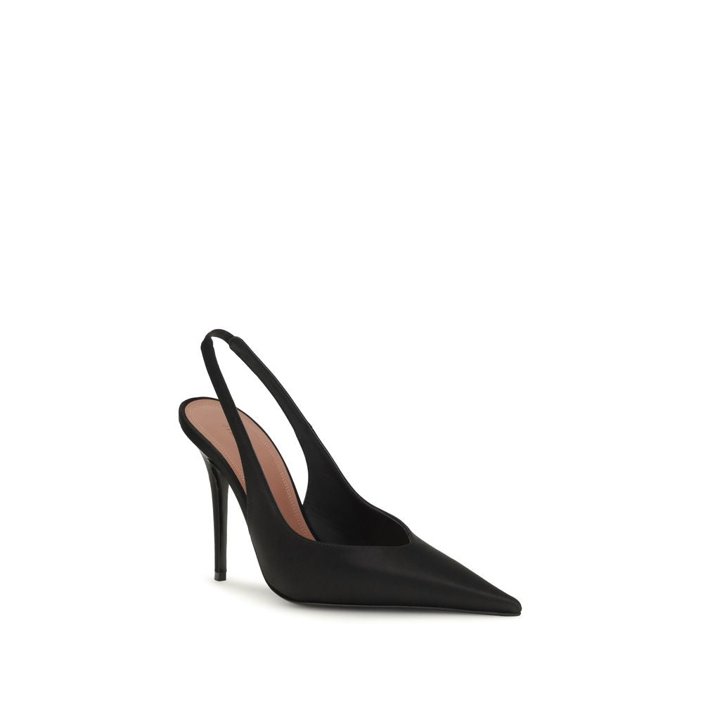 Black Satin High Heel Pumps