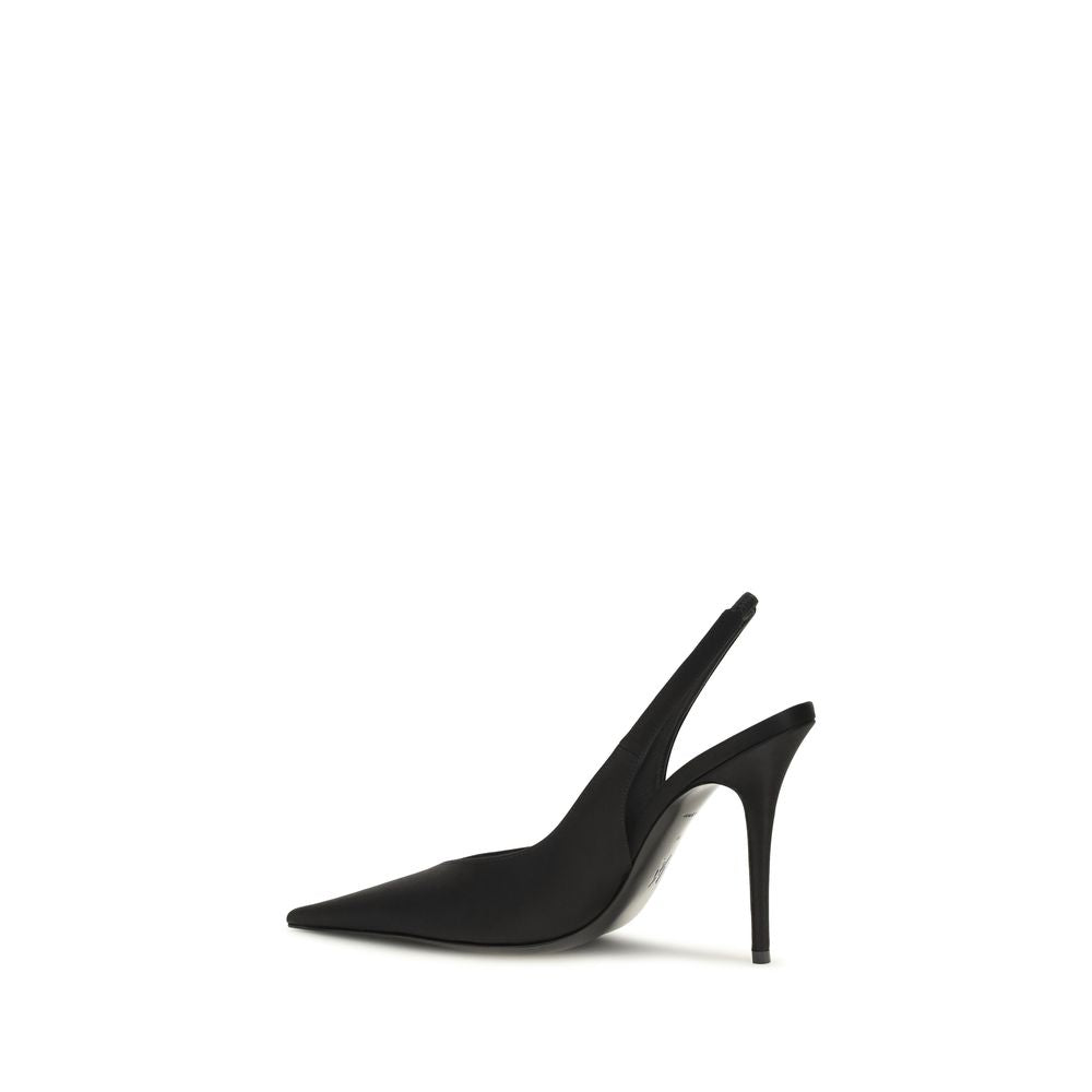 Black Satin High Heel Pumps