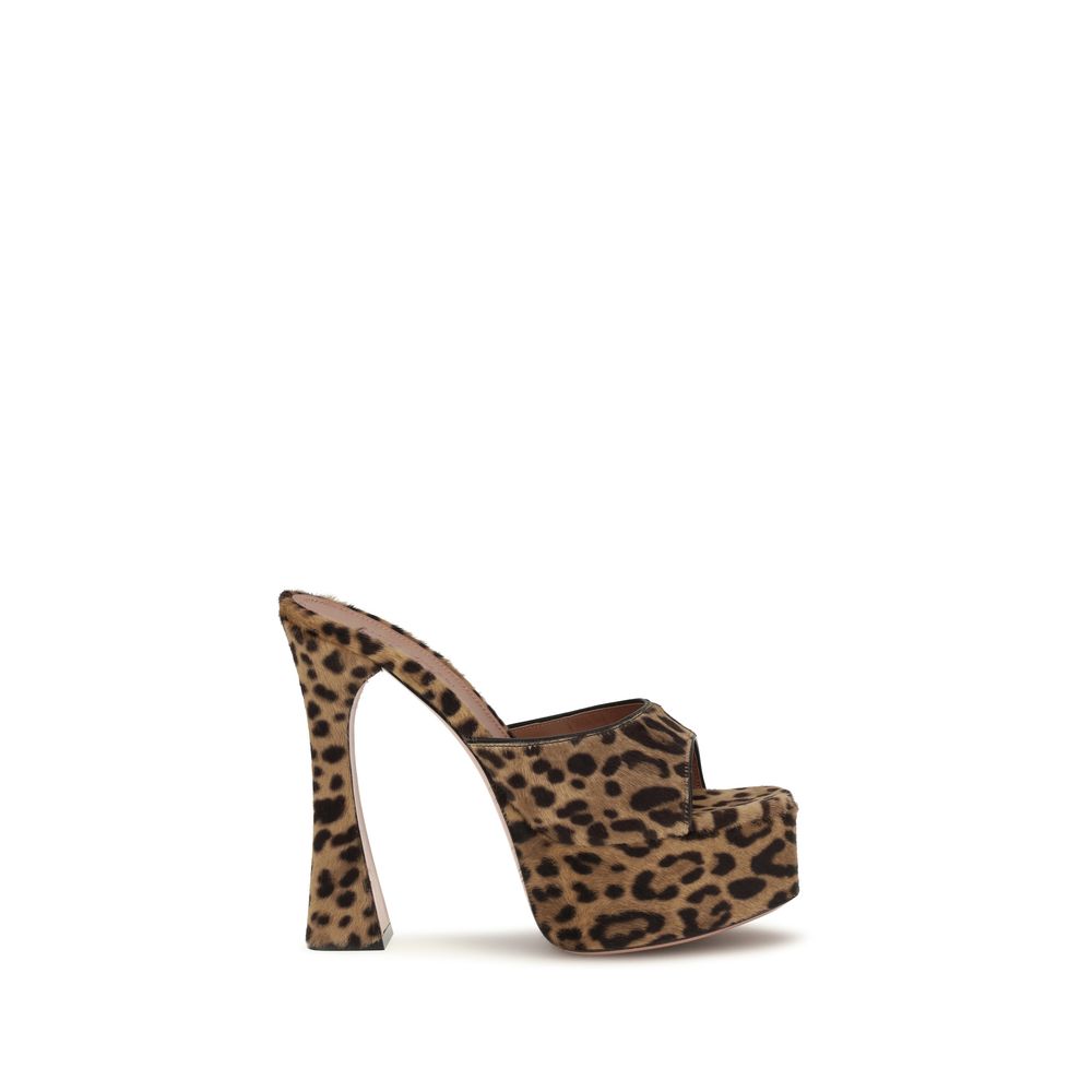 Beige Calf Leather Bos Taurus Platform Sandals