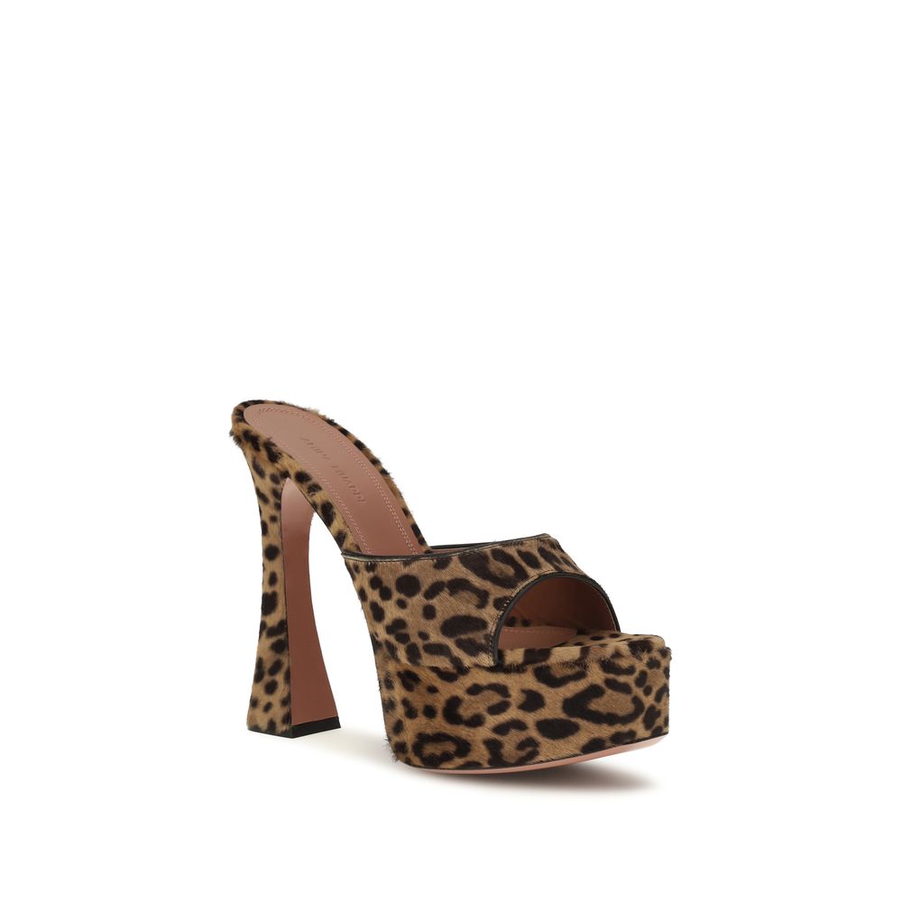 Beige Calf Leather Bos Taurus Platform Sandals