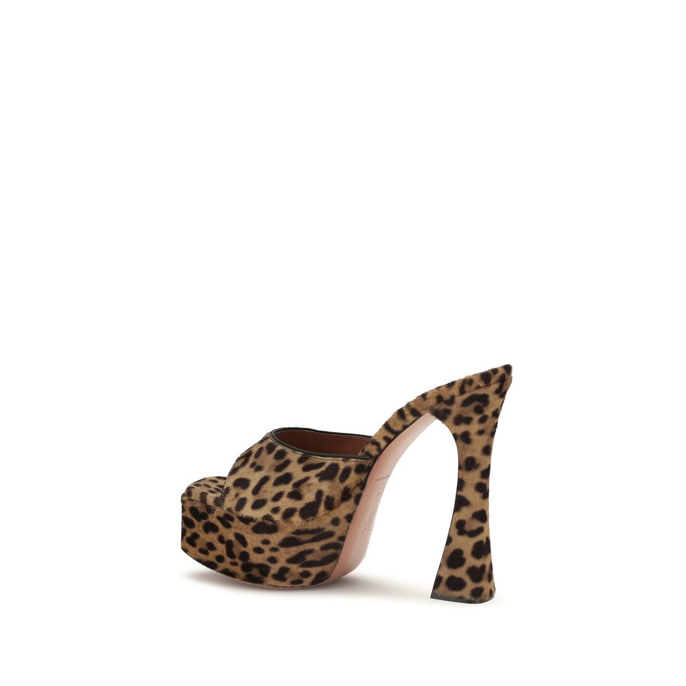 Beige Calf Leather Bos Taurus Platform Sandals